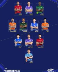 中超官方8月最佳阵容：瓦科领衔，费利佩、法比奥在列